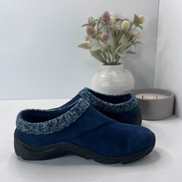 Vionic Arbor Suede Knit Cuff Slip On Clog Blue Women's 6 NWOB Casual Microfleece - Picture 5 of 9
